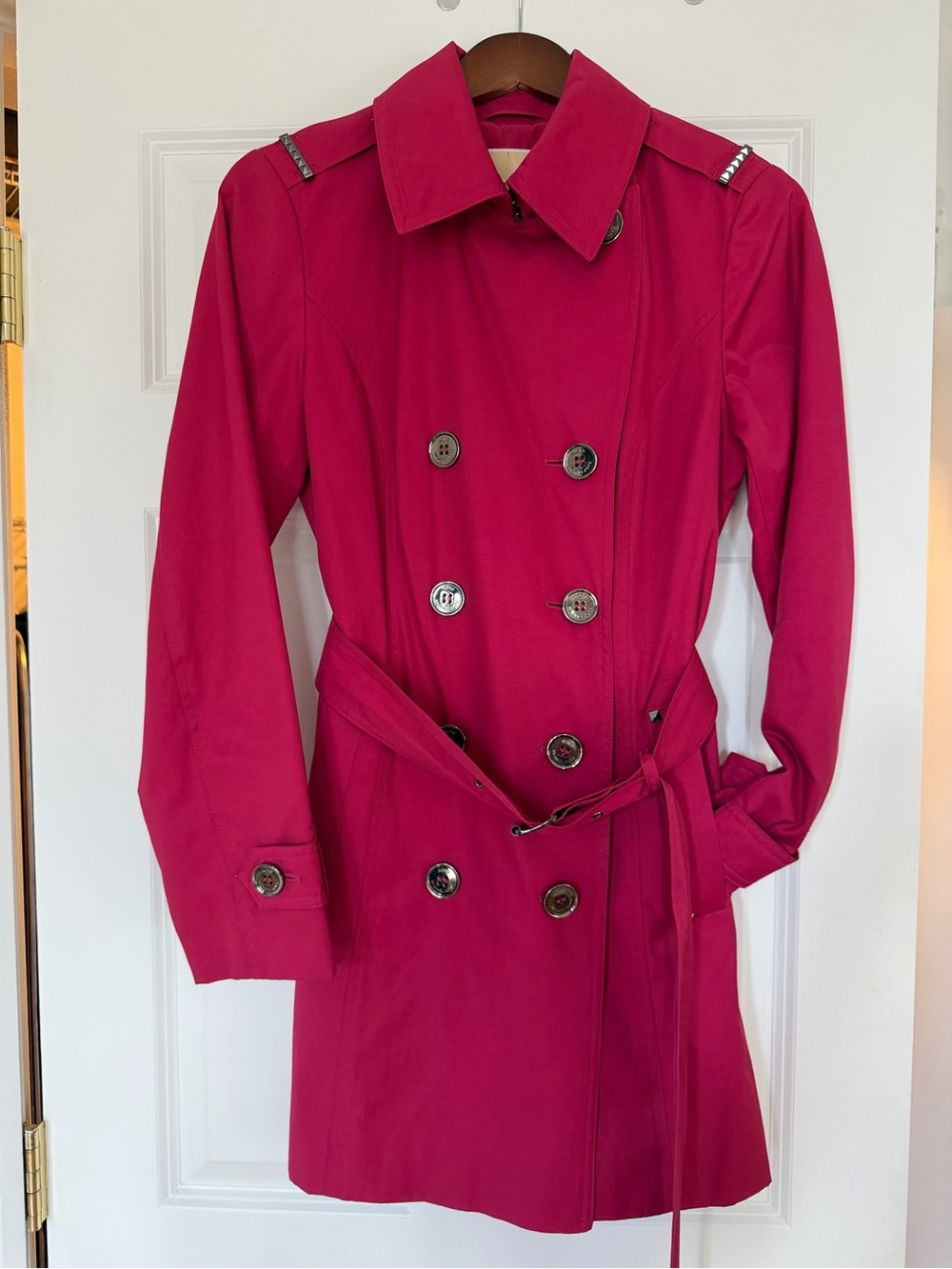 Michael Kors Hot Pink Double-Breasted Trench Coat